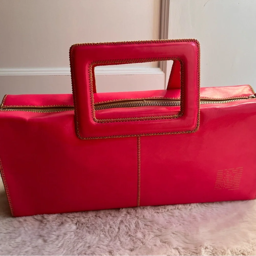 Bright Pink Vegan Leather Handbag with Top Handle